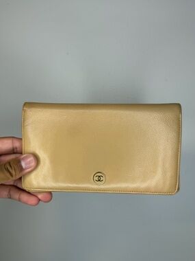 CHANEL Tan Leather Clutch Bag